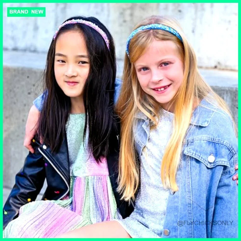 4 Thin Sequin Headbands for Girls Non Slip Sparkly Hair Accessories